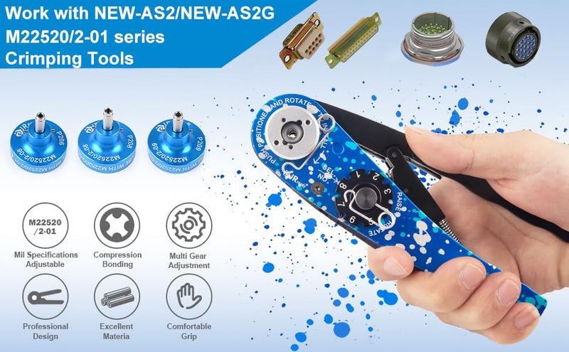 JRready M22520 2 01 series Positioner Kit ST5114 P series positioner and adjustable positioner work with NEW-AS2 NEW-AS2G NEW-W1A MH800 W1Q AS22520 2 01 crimping tool for 20 20D 22M Solid Contacts Blue-adjustable Positioner+7 P Series Positioner
