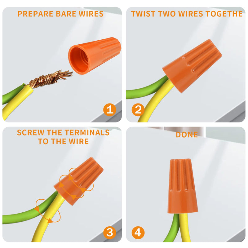 600PCS Wire Connectors Nuts 18-16 AWG Electric Wire Caps Insulating Insert Twist Electrical Wire Connectors Orange Wire Assortment Nuts for Quick Connection