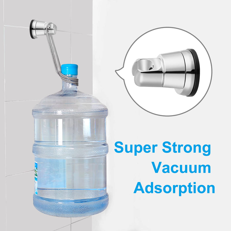 2 Pack Vacuum Suction Cup Shower Head Holder, Removable Shower Head Bracket, Height Adjustable Shower Wand Holder & Wall Mount ABS Plastic Suction Holder for Handheld Shower Head, Chrome 2 Chrome Finish