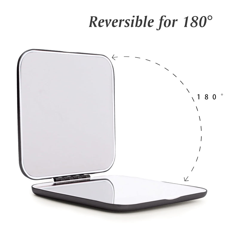 Compact Mirror, Pocket Travel Makeup Mirror for Purse, Metal Square Shell, 2-Sided 1X/2X Magnifying, Portable, Folding, Handheld, Black,12 Pack 12