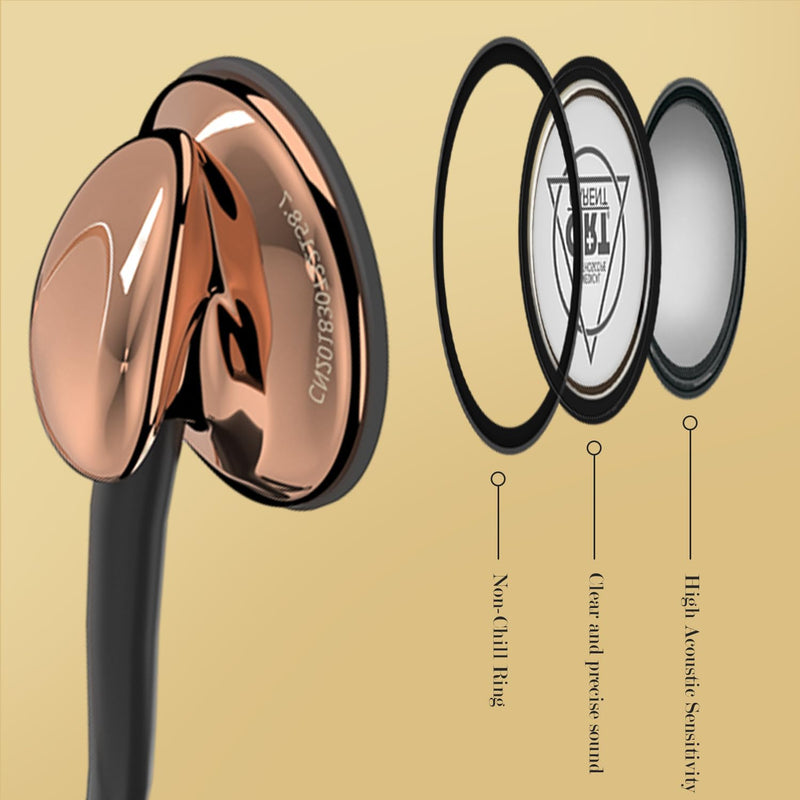 MaiWieel-Classic Stethoscope Rose Gold Single Head Stethoscope for Nurses Doctor,EMT Student,Home Medical, Estetoscopio Doctor Accessories Medical Supplies.Alloy Chestpiece,Soft Eartips (Rose gold)
