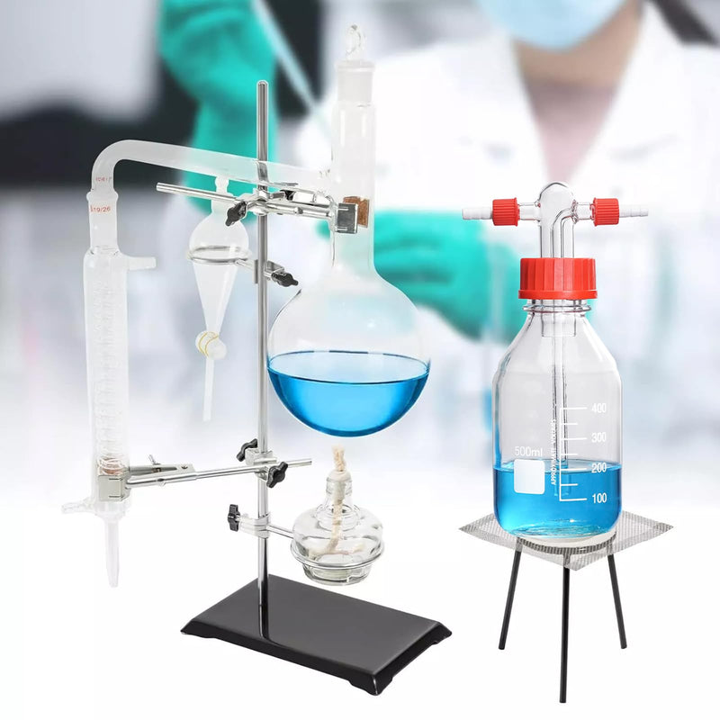 500ml Lab Glass Washing Bottle - Graduated Lab Buffer Bottle， Borosilicate Glass，Transparent (16.9 Ounces) 16.9 Ounces