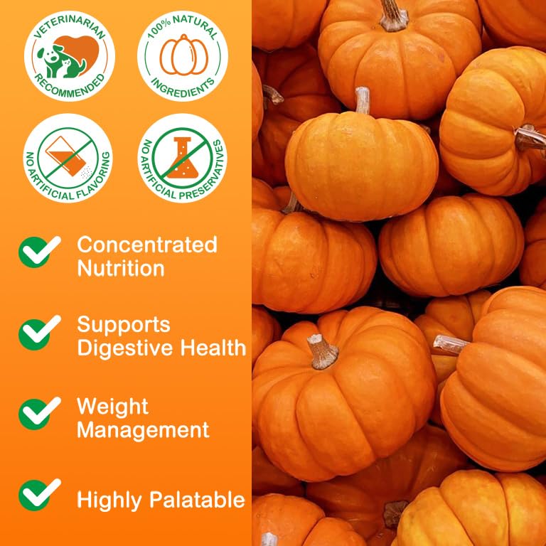 Pumpkin for Dogs & Cats,Fiber Supplement with Apple, Sweet Potato & Enzymes,Supports Digestion Health,Stool & Gut Health,Add Water to Make Pumpkin Puree for Dogs
