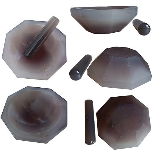 HCTOOL Agate Mortar Menno Mortar with Pestle Natural Agate for Lab Polishing (60mm) - NewNest Australia