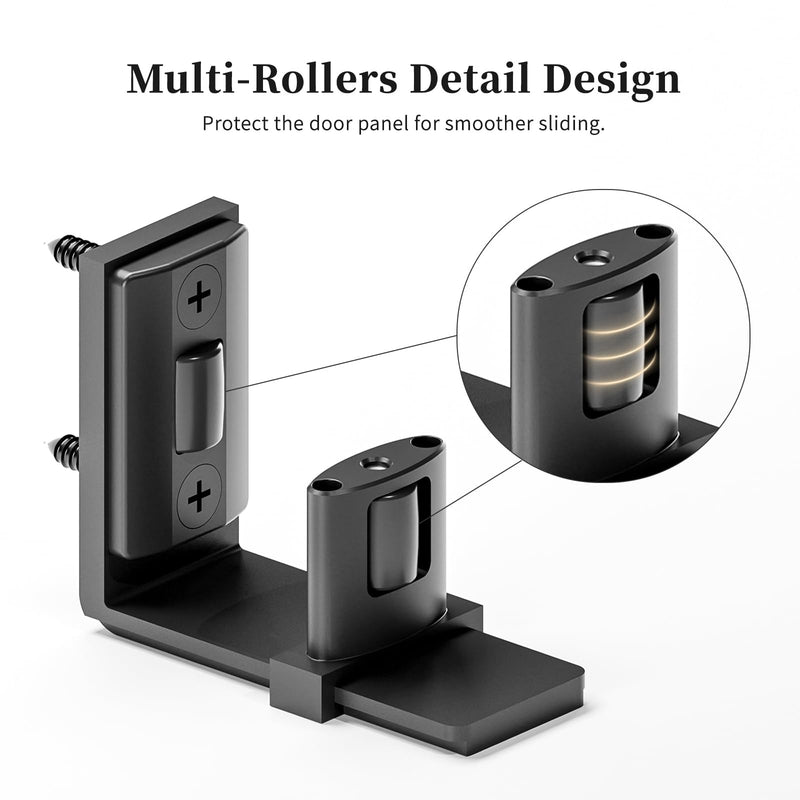 Sliding Barn Door Bottom Floor Guide, Adjustable U Shape Flexible Flush Design,Wall Mounted, Black