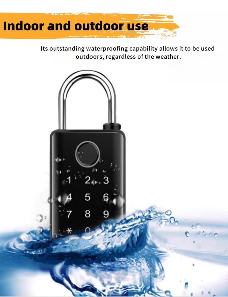 Heavy Duty Fingerprint Padlock with Key Backup, Waterproof Outdoor Smart Combination Gate Lock with IC Card, 5 Ways Unlock Smart Padlock