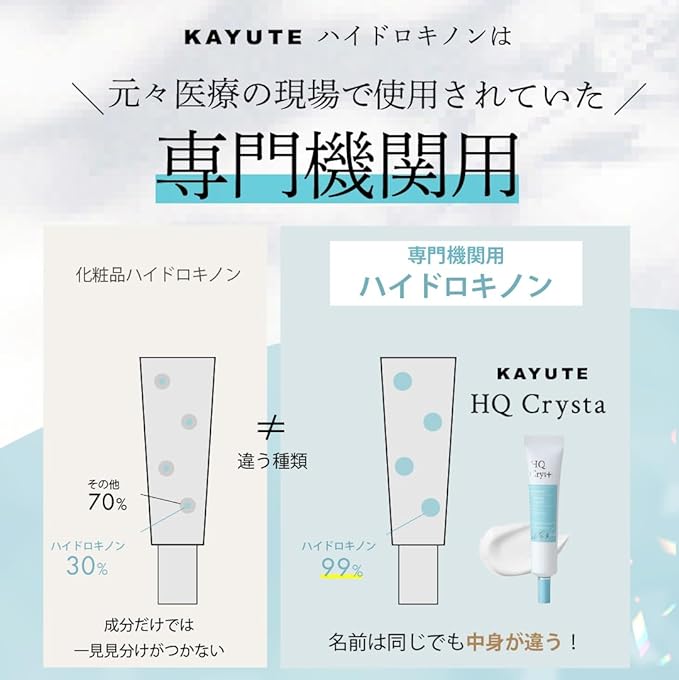 KAYUTE HQ Crysta Pure Hydroquinone Cream, 5.1% Retinol, Deer Ceramide, Fullerene, Moisturizing, Additive-Free, Made in Japan, 0.7 oz (20 g) - NewNest Australia