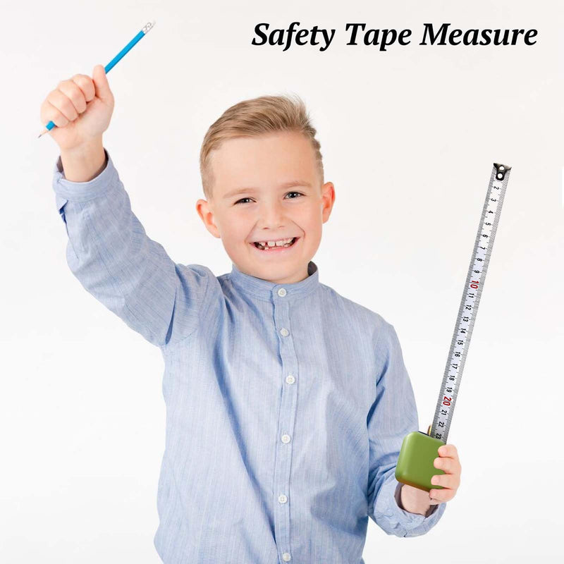 Safety Tape Measure, Self-Locking Retractable Measuring Tape, 10 Ft (3m) Anti-Cut, Child-Safe, Anti-Rust,Shockproof Case - for Household, Carpenter, Workshop, Plumber, and Handyman (Green) Green