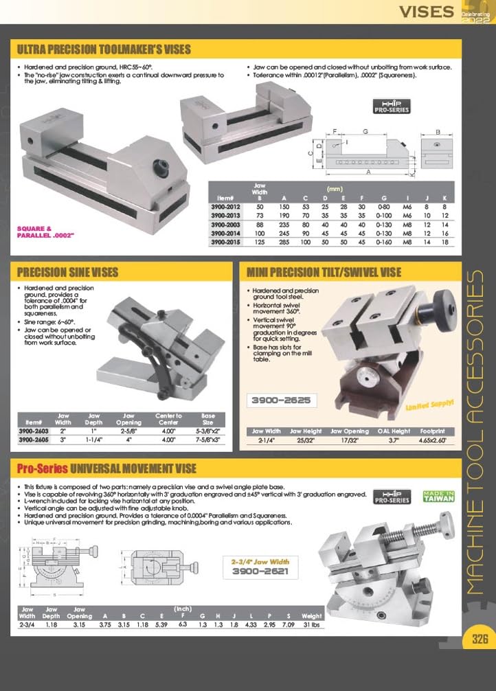 HHIP 3900-0124 1" Precision Parallel Screwless Vise with Step Jaws