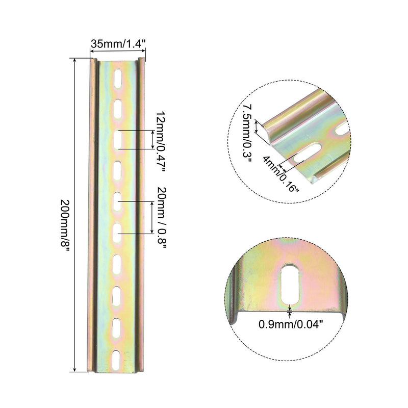 MECCANIXITY DIN Rail Slotted Iron Mounting Guide 8 Inch x 1.4 Inch x 028 Inch for Electrical Industrial Product Iridescent 4 Pcs