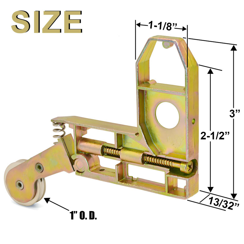 Sliding Screen Door Corner Insert Rollers Assembly with 1" Diameter Concave Stainless Steel Wheels Replacement Screen Corner and Roller, 2 Pack ‎Yellow Zinc Plated
