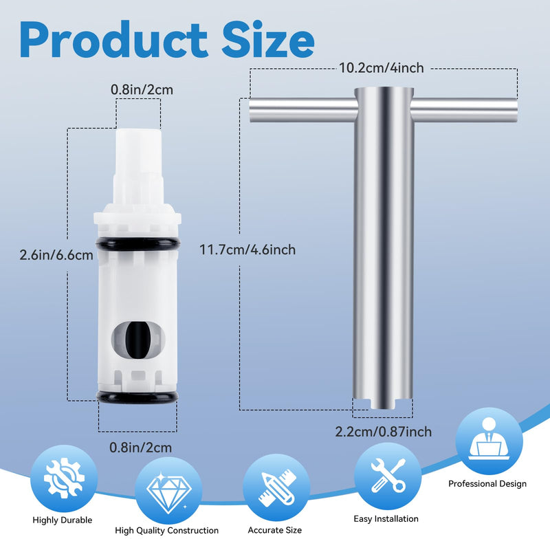 Faucet Cartridge Replacement Kit for Moen 1224 1224B Stainless Steel Cartridge Retainer Removal Tool with Handle for Most Double Handle Moen Faucets and Tub/Showers Repair Kit