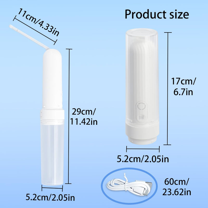 High Pressure Electric Bidet with USB-C Rechargeable Handheld Water Sprayer, Portable Travel Bidet for Men and Women, Personal Hygiene and Postpartum Care (White, 180ML) White