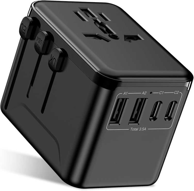 EPICKA Universal Travel Adapter, International Power Plug Adapter with 3 USB-C and 2 USB-A Ports, All-in-One Worldwide Wall Charger for USA EU UK AUS (TA-105C, Black) 1