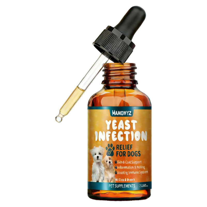 Dog Yeast Infection Treatment for Dogs - Natural Herbal Supplement for Itchy Skin Relief, Coat Support, Inflammation Reduction & Immune Booster - 60ml Yeast Drops for Dogs (Bacon Flavor)