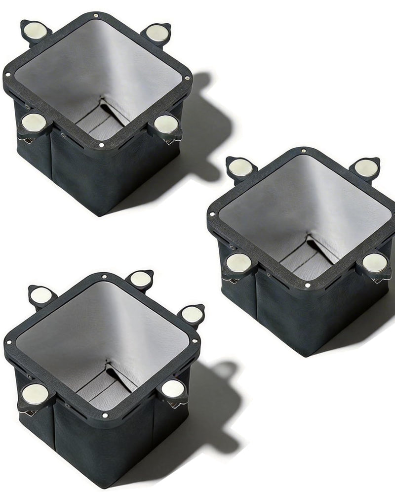 Small Magnetic Metal Shaving Catcher, Adjustable Electrical Dirt Bag with 4 Movable Strong Magnet for Use with Carbide Panel Hole Saws, Square Drilling Catcher Bag for Electrical Panels Ink-Black