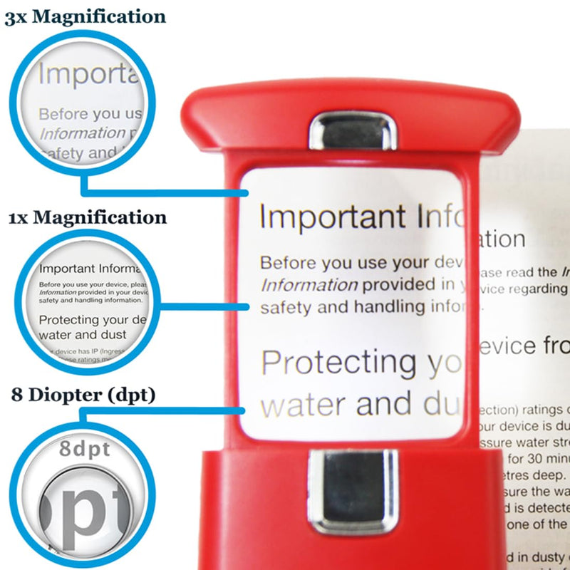 EasY Magnifier Small Pocket Magnifying Glass 3.0X with LED Light for Reading; Lighted Hand Held Coin Loupe; Mini Magnify Lens; Gifts for Seniors Sedona Red