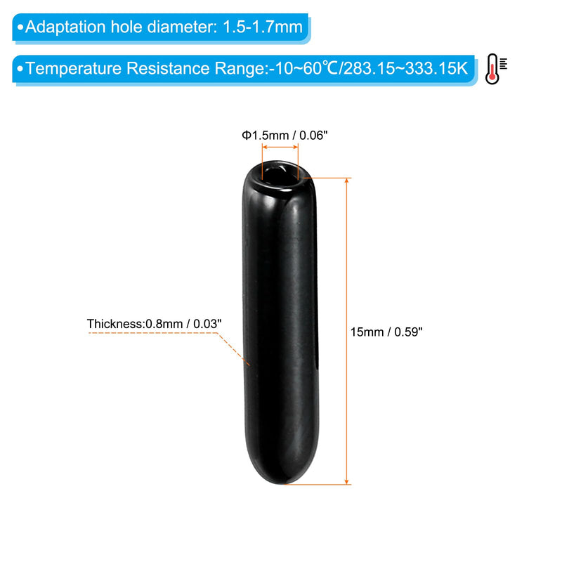 PATIKIL 1.5MM Vinyl Rubber End Caps, 120 Pack Flexible Bolt Screw Covers Caps Round Thread Protector Caps for Metal Tubing Rod Bolts, Black