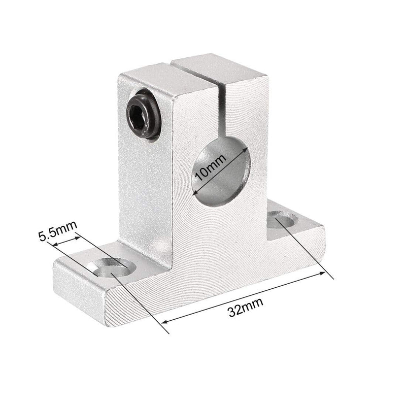 uxcell 4PCS SK10 Aluminum Linear Motion Rail Clamping Rod Rail Guide Support for 10mm Diameter Shaft