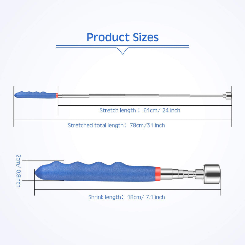 Telescoping Magnetic Pickup Tool 20 Lbs Magnet Extension Tool Telescoping 30 Inch Extendable Stick Gadget for Men Suitable for Birthday Father's Day Christmas(Blue and Black,4 Pieces) 4 Blue and Black