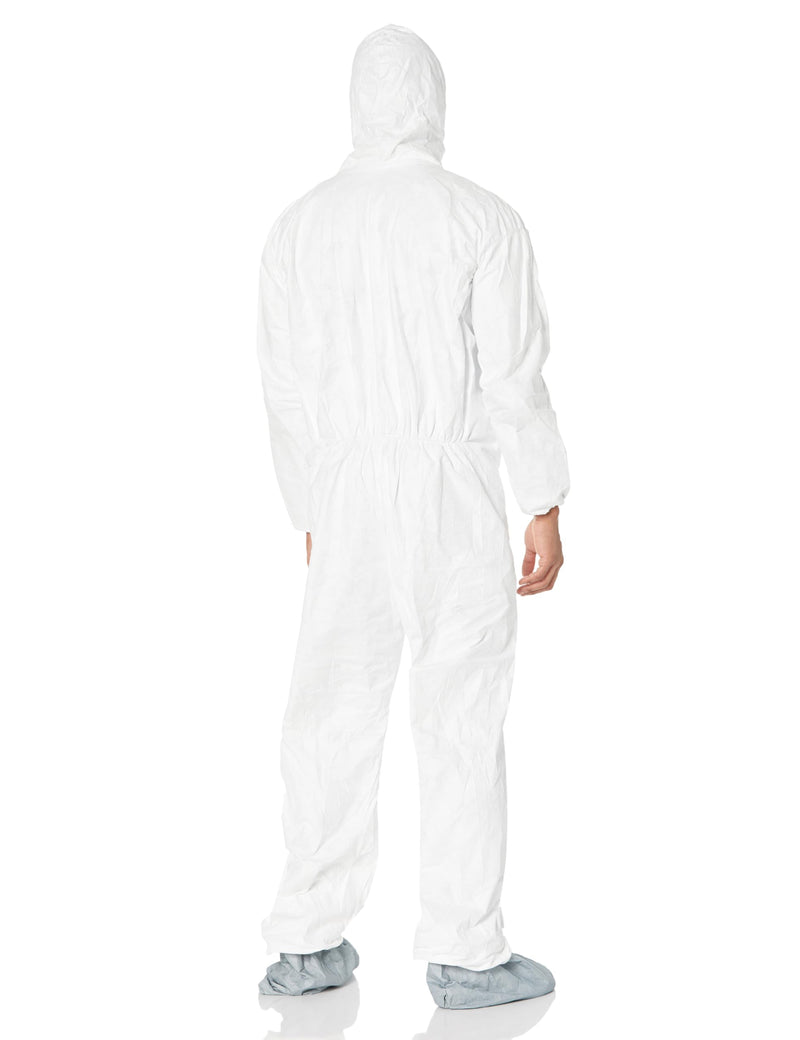 DuPont unisex-adult TY122S-XL-EACH Disposable Elastic Wrist, Bootie and Hood Tyvek Coverall Suit 1414, X-Large, White