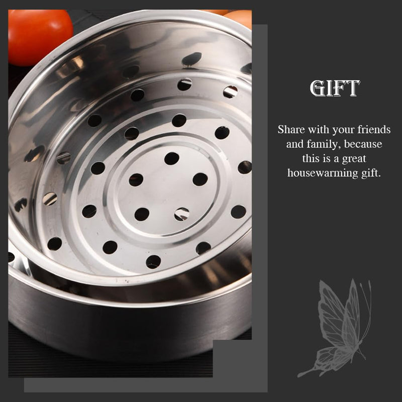 Cabilock Household Steamer Dish Set of 2 8.85 in Thicken Steamer Basket Stainless Food Insert for Rice Cooker Steaming Fish Shellfish Lobster Beef Pork Broccoli Poultry 22.5x22.5cmx2pcs Silverx2pcs