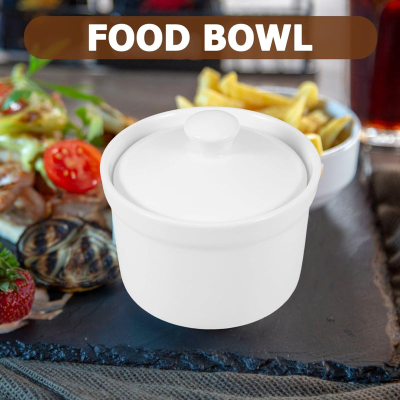 Luxshiny 2pcs Soup Cups with Lids White Ceramic Stew Pot with Lid Steam Soup Bowl Steaming Cup Soup Noodle Bowl Stockpot Cookware for Egg Custard Medicinal and Birds Nest 4 Inches