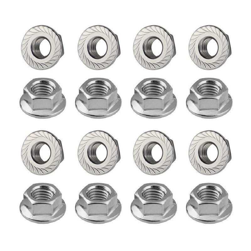 1/4-20 Serrated Flange Hex Lock Nuts, Stainless Steel 18-8 (304), Bright Finish, 100 PCS 1/4-20