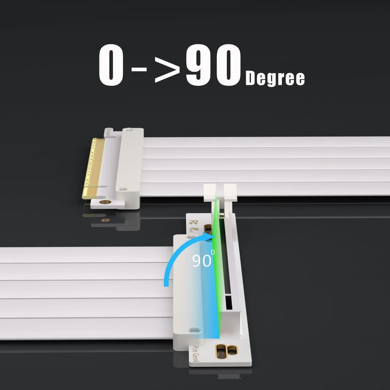 GLOTRENDS 200mm PCIe 4.0 X16 Riser Cable White Color for PCIe 4.0/3.0 GPUs, Such as GeForce RTX 40/30 Series and AMD Radeon RX7000/RX6000 Series, etc