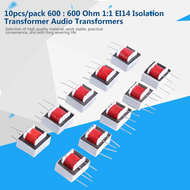 10 Pcs/Pack 600 : 600 Ohm 1:1 EI14 Isolation Transformer Audio Transformers