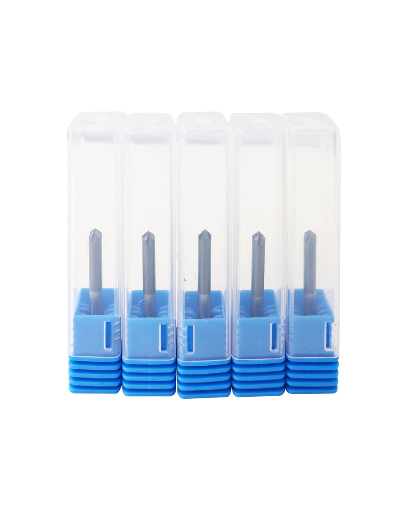 5Pcs 1/8" Solid Carbide End Mills, AlTiN Coating, 4 Flute, Chamfer End Mill for Steel, Single End End Mill Bits, 90° Chamfer Angle, 1/8" Shank Diameter 1/8" 4 Flute