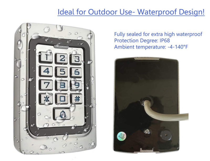 IP68 Waterproof Universal 12V 24VDC Metal Case Digital Wired Keypad for Garage Door, Gate Opener and Access Control Systems