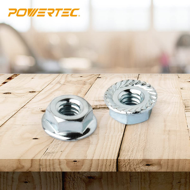 POWERTEC QLN1203 Serrated Flange Hex Lock (M12) Nuts | Premium Carbon Steel Zinc Plated Fasteners – 25 Pack Flange M12