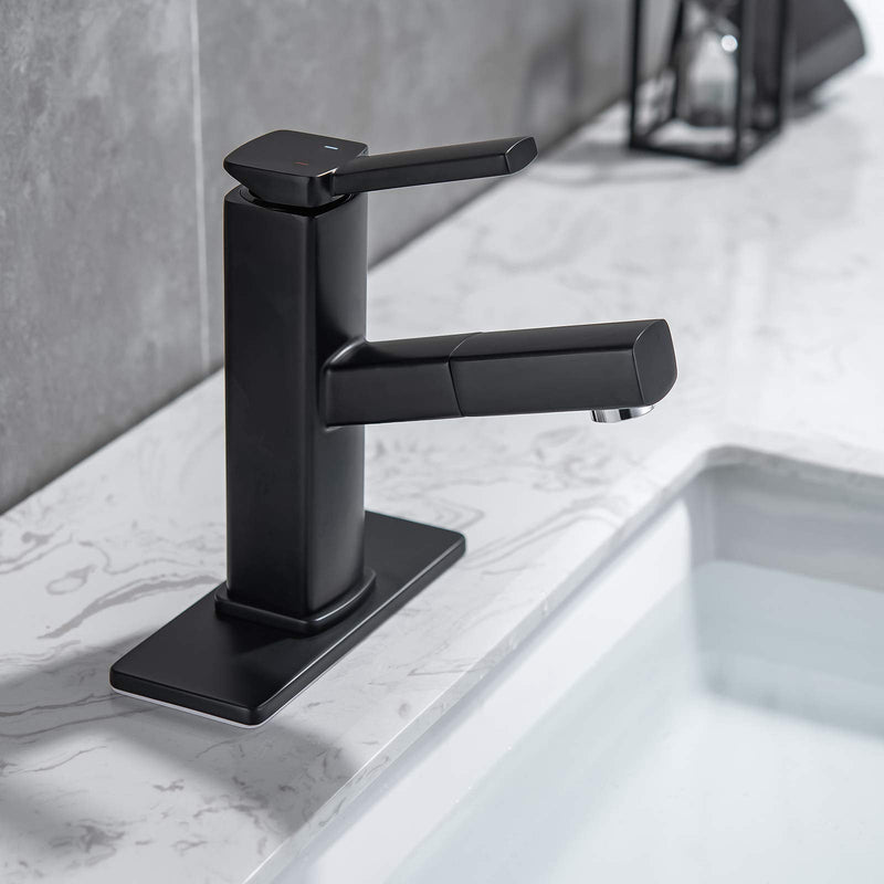 KAIYING 6" Hole Cover Deck Plate for Bathroom Vanity Sink, 3-to-1 Bathroom Faucet Escutcheon Plate, Rectangle, Stainless Steel (Matte Black) Matte Black