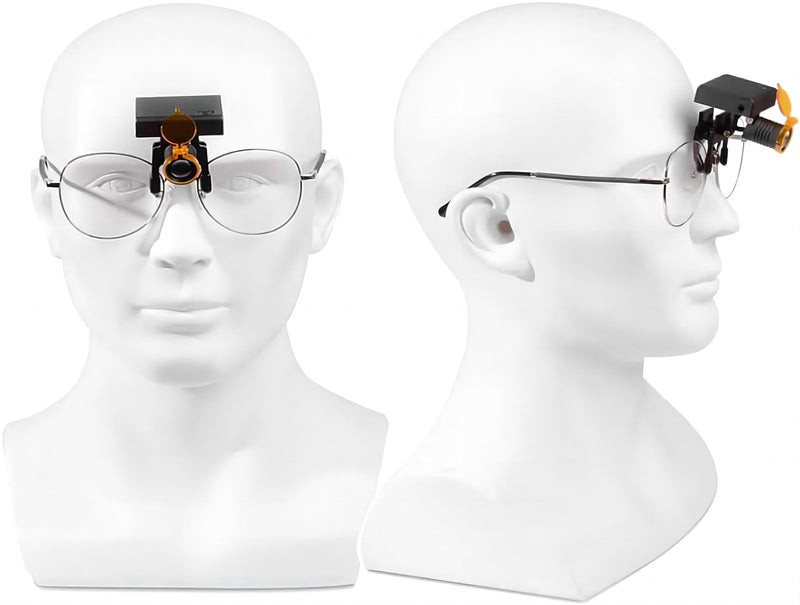 Alkita 3.5X420MM Binocular Loupe 5W Headlight Lamp Clip-on Loupes with Filter for Magnifier Black DY-007 + Aluminum Box