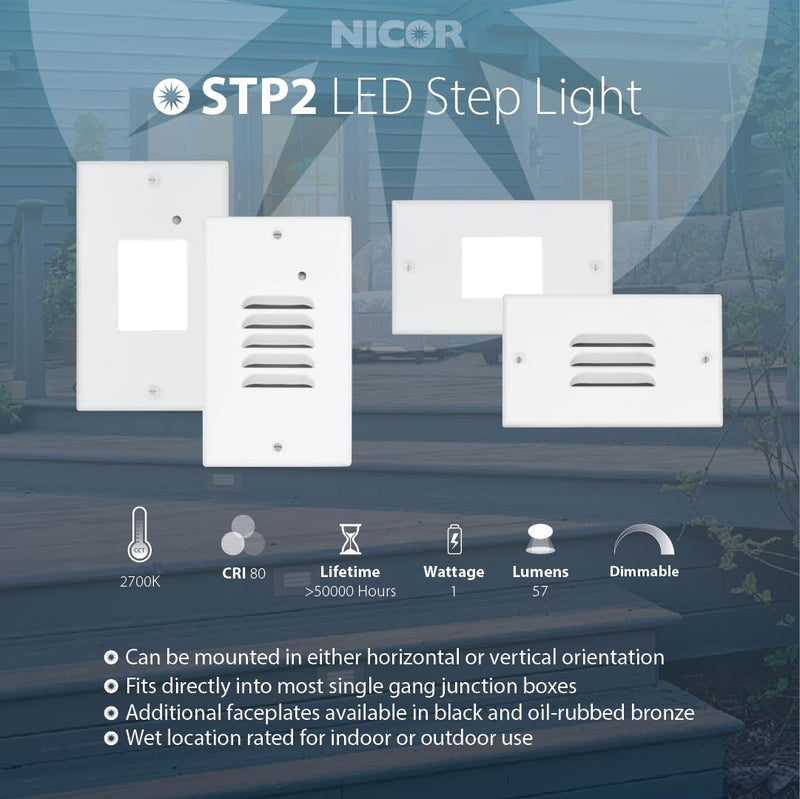 STP2 Frosted White LED Step Light with Photocell (STP2F120WHPC) Horizontal/Vertical