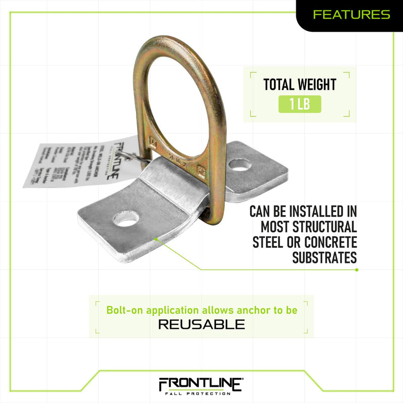 Frontline SBW01 Weld/Bolt-on Steel and Concrete Anchor | ASTM rated steel | can install and tie-off in multiple directions | Reusable Anchor | ANSI, OSHA & EN Compliant