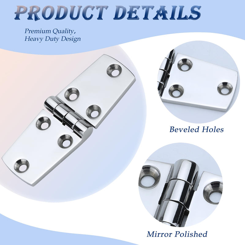 YANYUCB Boat Hatch Hinge 316 Stainless Steel Cabinet Door Casting Hinges Marine Hardware with Screw for Boat Yacht (4 inch x 1.5 inch 4 Pack) 4 inch x 1.5 inch 4 Pack