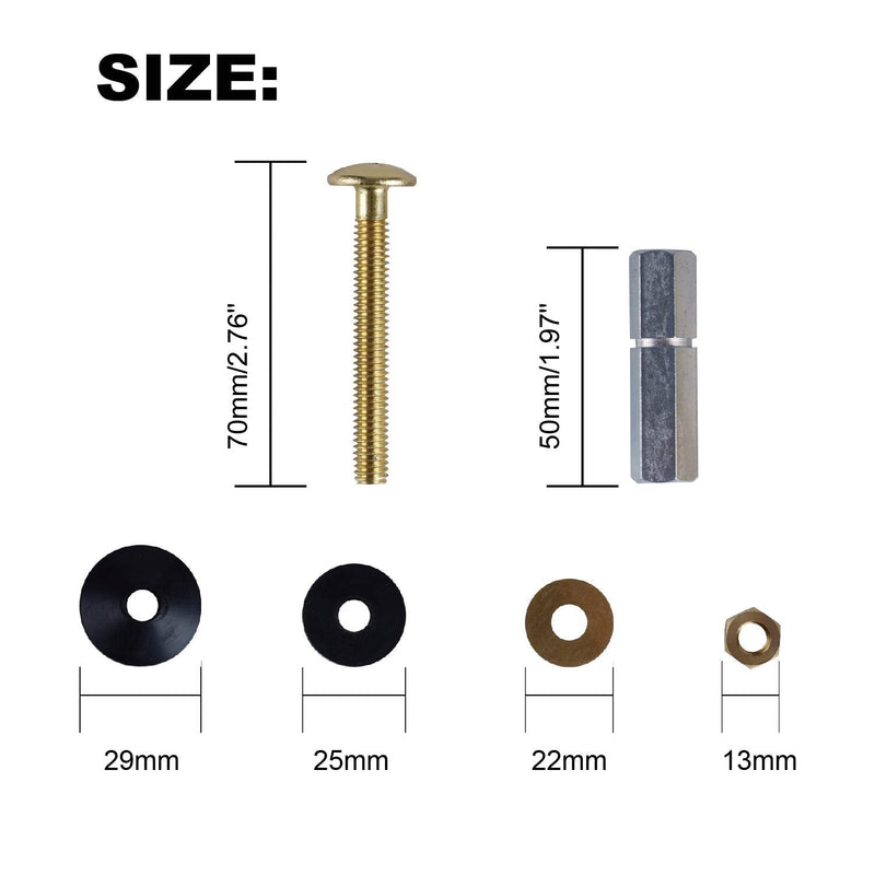 Hibbent Universal Toilet Tank To Bowl Gaskets with 3 Sets Brass Hardware Kits Fits Most 2-Inch 2.5-Inch flush valve opening 2-Piece Toilet Tanks