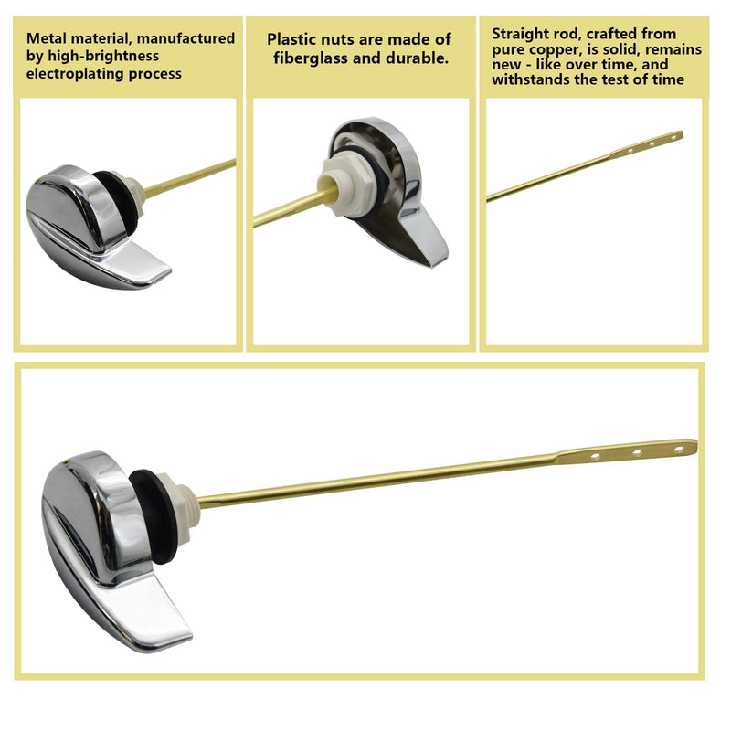 Toilet Flush Valve & WC Lever Replacement Parts,Side Mount Flush Handle Kit,9.8-Inch Solid Copper Rod with Chain,Compatible with 3-Inch One-Piece Toilets,TOTO THU Series Tank Repair Parts Toilet Flush Valve&Lever