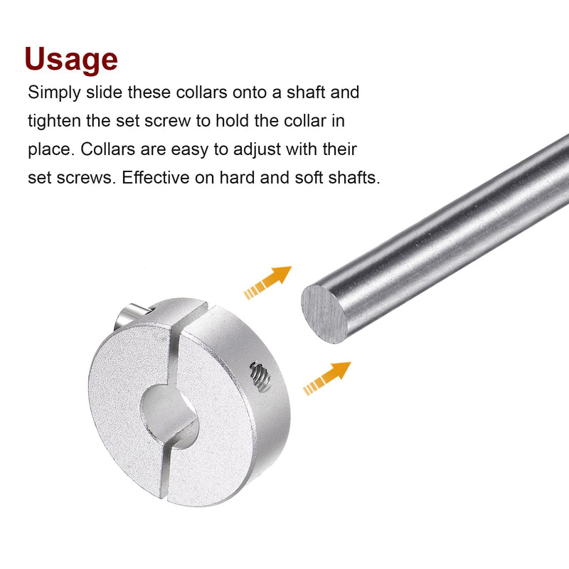 HARFINGTON 4pcs Double Split Shaft Collar for 10mm Shaft Set Screw Clamp-On Collars, 30mm OD, 10mm Width, for Stoppers, Position, Hold Timing Pulleys, Machine Tools, Industry, Anodization 10mm Bore