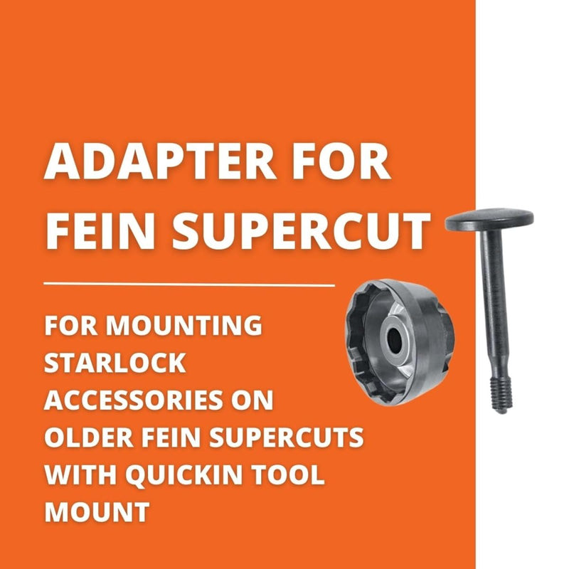 Fein QuickIn Adapter for SuperCut Tools - Seamless, Fast Accessory Changes to Mount Starlock Accessories on Older Fein SuperCut Units, Includes Adapter and Clamping Screw - 35222952050