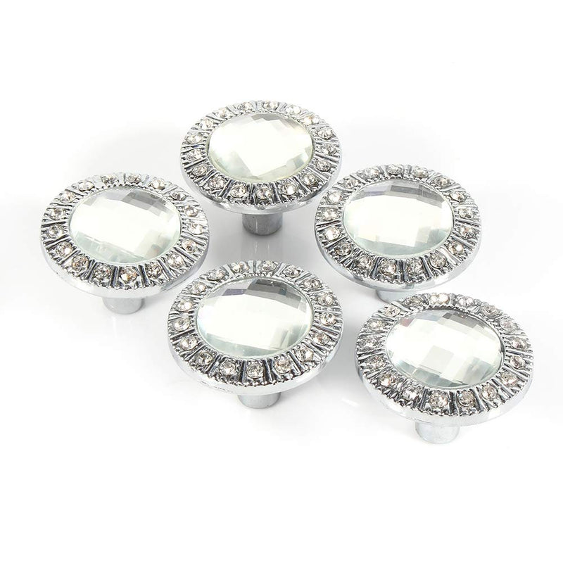 Fdit 10pcs Fashionable Decorative Clear Crystal Drawer Knobs, Shiny Rhinestone Home Bathroom Cupboard Drawer Door Pull Handle Decoration (Silver)