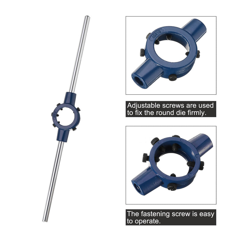 uxcell Round Die Stock Handle Wrench 45mm(1.77") Adjustable Threading Die Wrench Handle Holder for Bolt Thread Repair Bar Tools (Fit M16-M20 Metric Dies / 45mm Outer Dia. Dies)