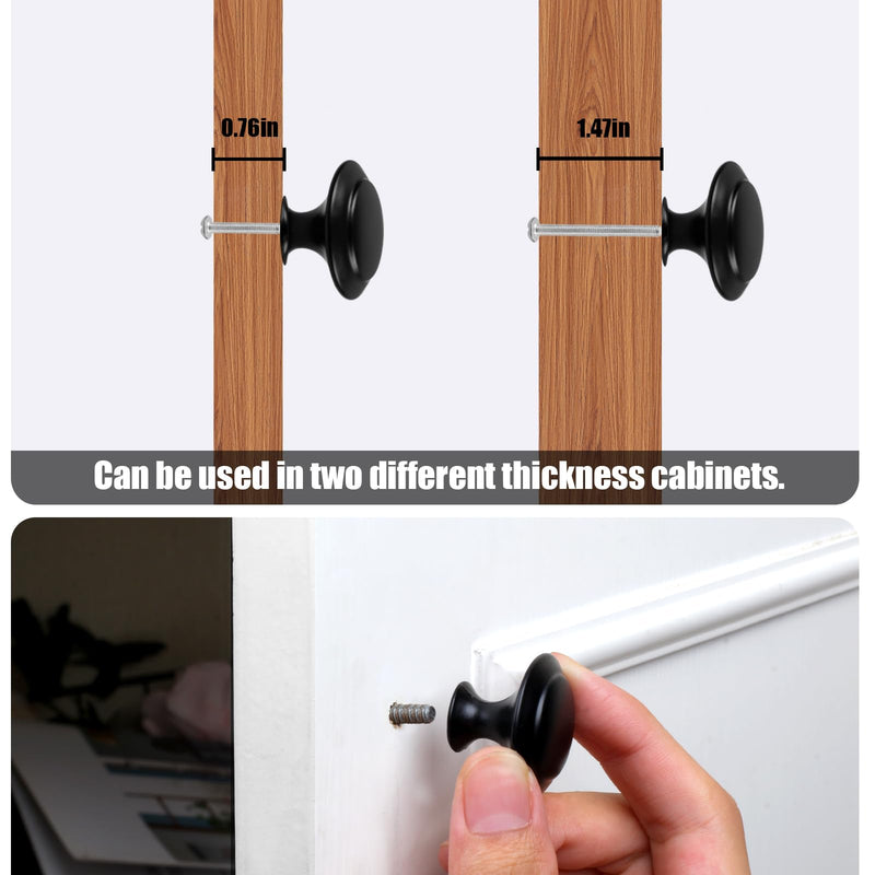 Romeda 18 Pieces Drawer Knobs, 30mm Black Cabinet Knobs, Drawer Pulls and Knobs, Dresser Knobs, Kitchen Knobs, Dresser Drawer Knobs, Knobs for Cabinets with Screw Round-type Black