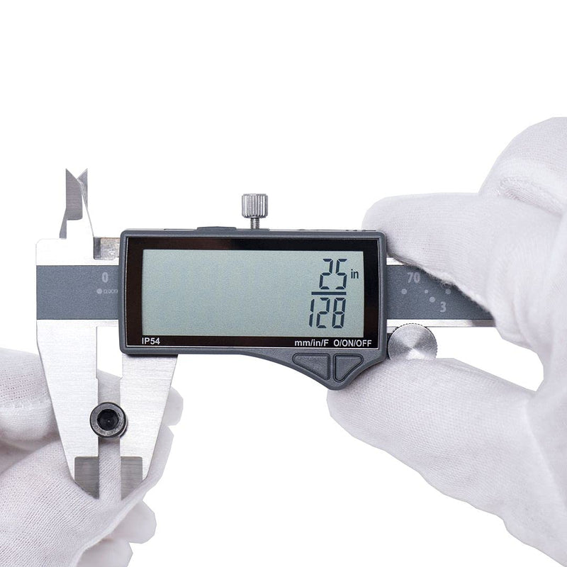 IP54 Grade Digital Caliper, DCLR-0605 0-6" /150mm, Inch/Metric/Fractions Conversion, Stainless Steel, Large LCD Screen 6inch