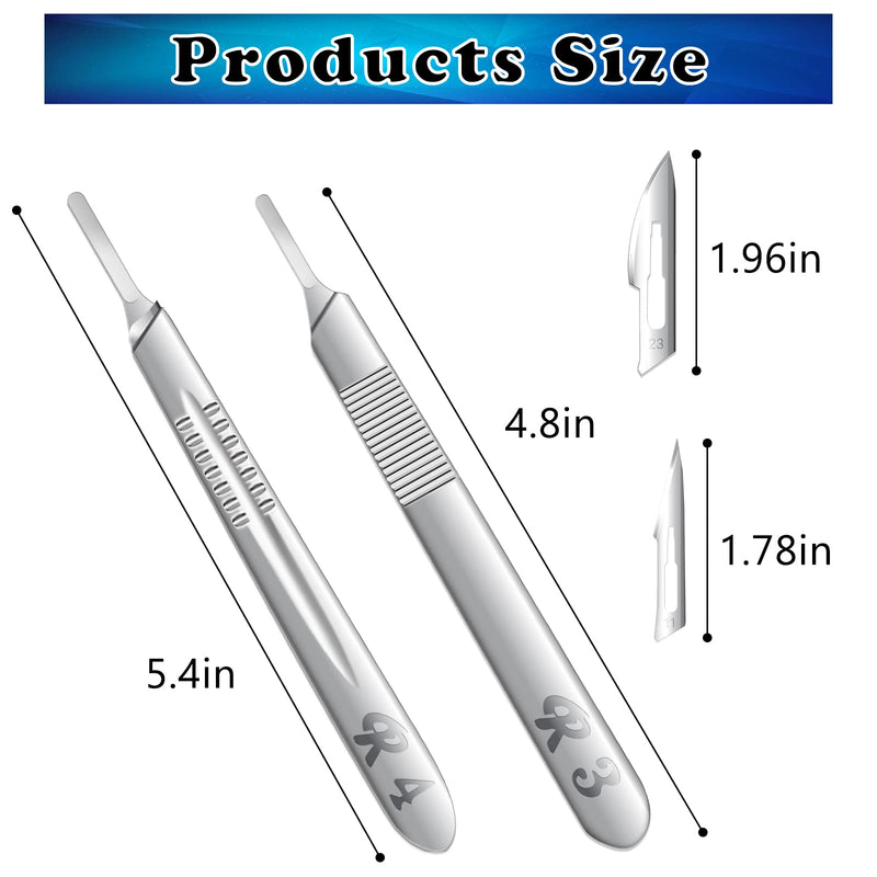 40 Pieces Scalpel Blades #11#23 Scalpels Surgical Blades with 2PCS #3#4 Handle & Storage Box,Individually Wrapped High Carbon Steel Blades for Sculpting, Cutting,Crafts & More 42PCS