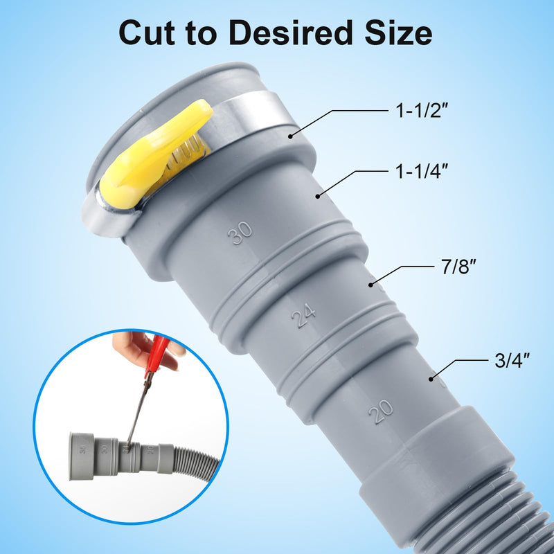 Washing Machine Drain Hose, 3.2 ft Flexible Washer Drain Hose Extension, Universal Dishwasher Drain Hose Extension Kits Corrugated Washer Hoses W/ 1 Hose 4 Clamps 1 U-Bend Hose Holder 3.2 Feet