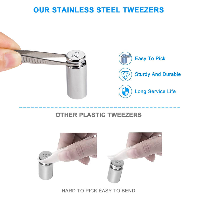 Calibration Weights 210g, 9 PCS Stainless Steel Scale Calibration Weight Kit, 1g 2g 5g 10g 20g 50g 100g Calibration Weight with Storage Box, Tweezers for Digital Scale, Gram Scale Large