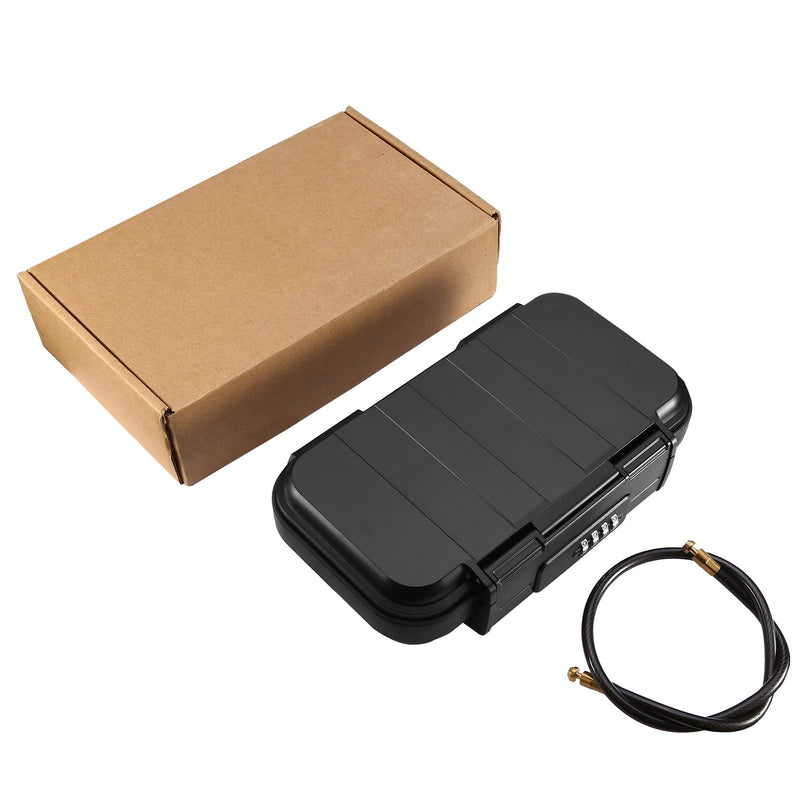 AMIR Portable Safe Box for Travel, Combination Security Case LockBox with Code, Waterproof Anti-Theft Mini Travel Safe Box with Removable Chain, Portable Lock Box for Car Hotel Personal Items Safe Black